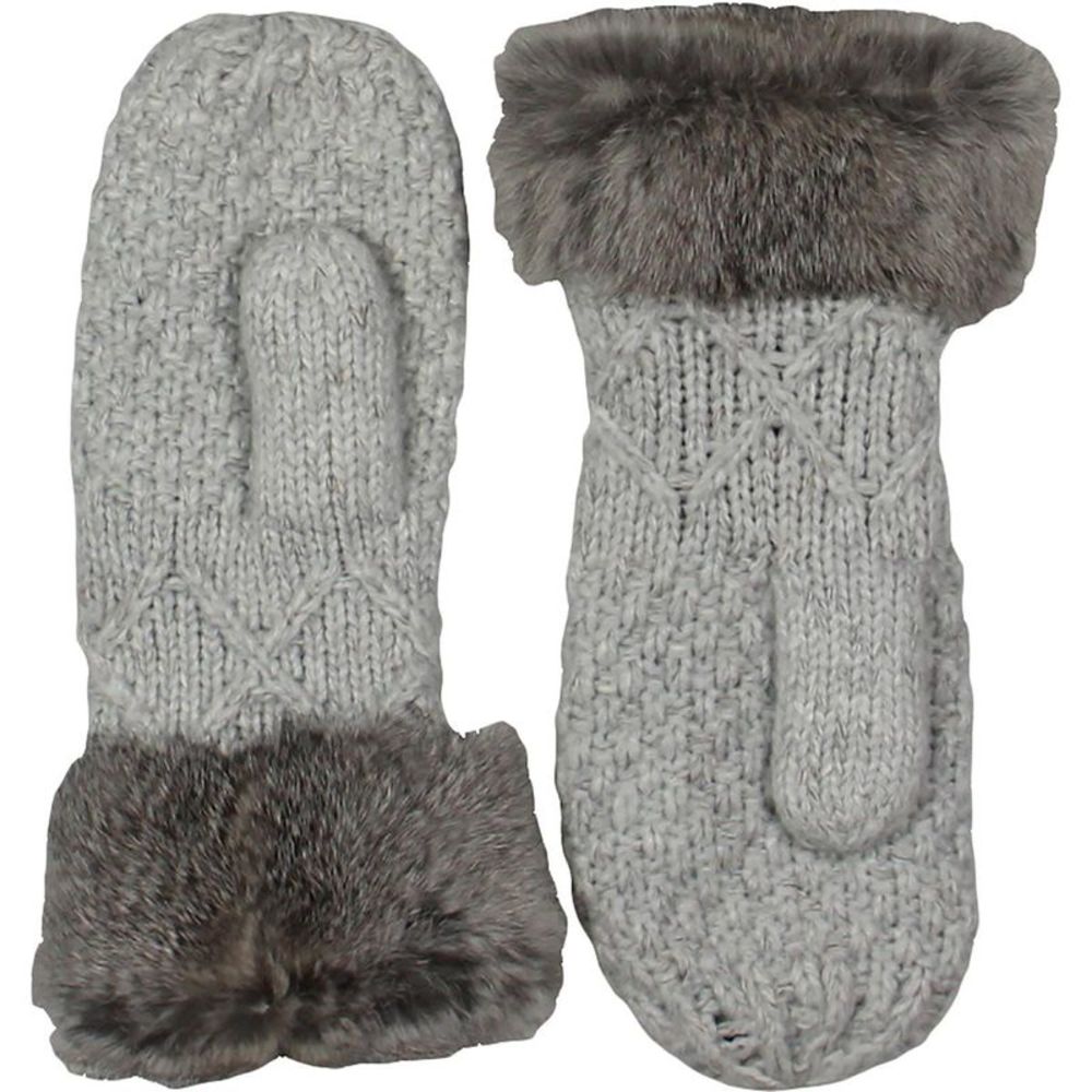 Pajar Hail Women's Chunky Cable Knit Fleece Lined Mittens with Fur Cuffs NWT